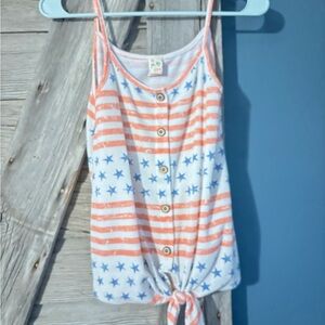 7th Ray Orange and Blue Star Striped Tank Top